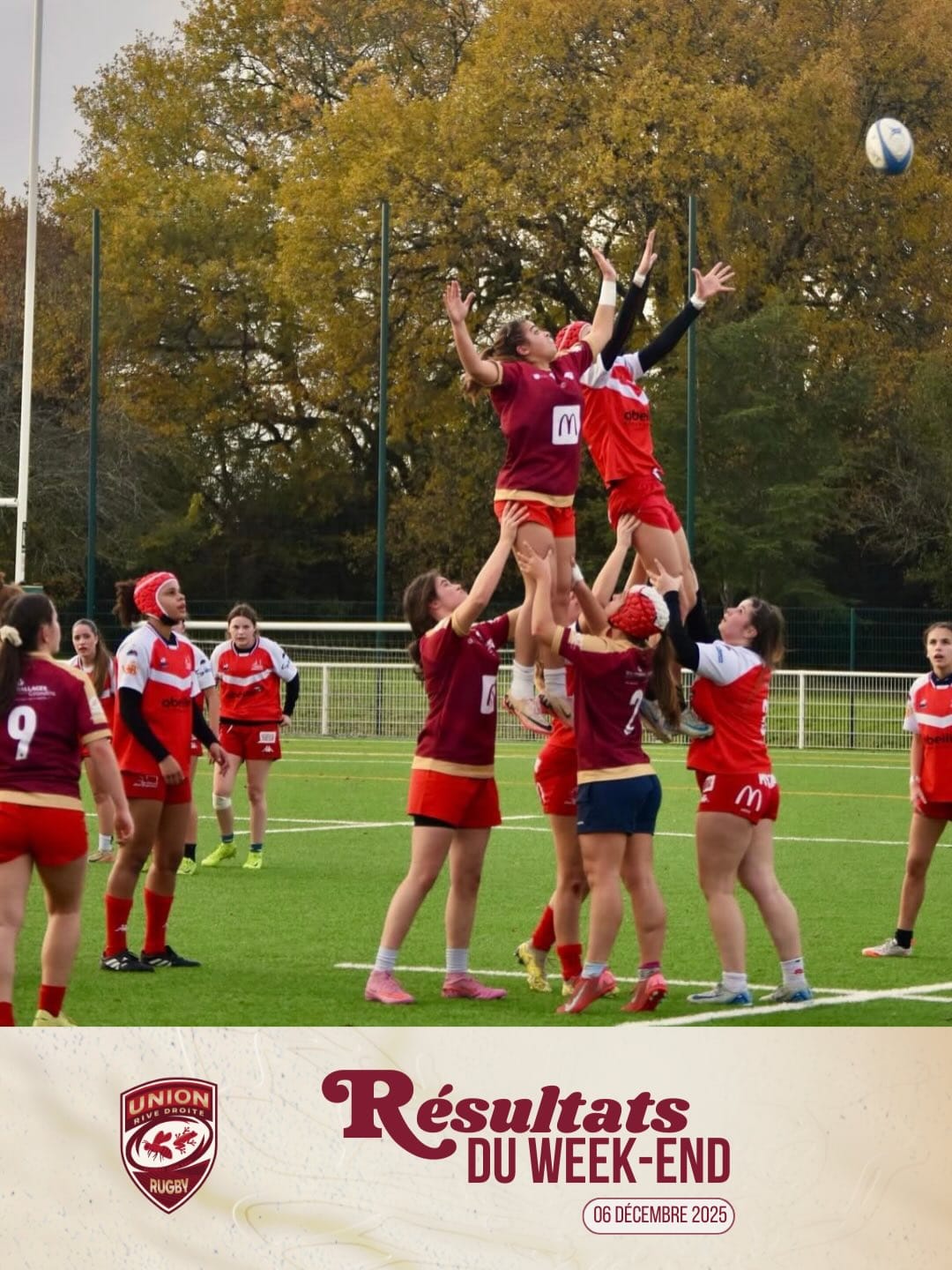 Résultats du week-end ❤️‍🔥Félicitations à tous nos jeunes de l’Union Rive Droite.Vous continuez