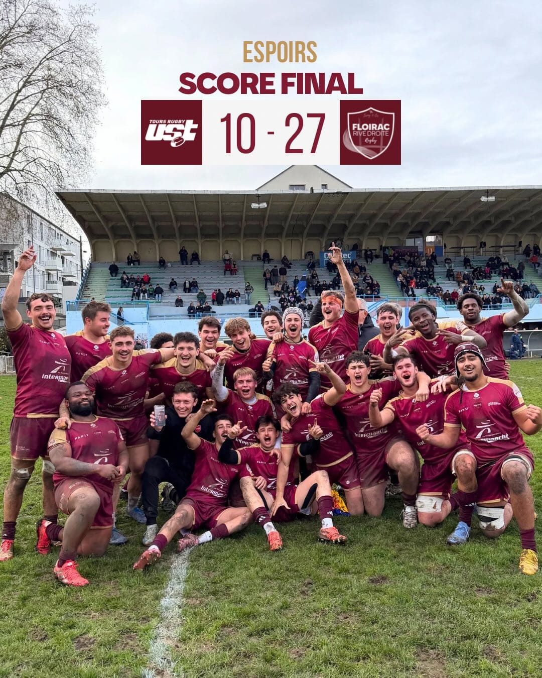US TOURS vs FLOIRAC RIVE DROITE Espoirs Victoire 10–27, un match solide, maîtrisé, qui montre to
