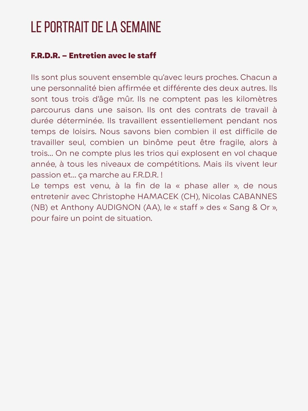 Portrait de la semaine 🎨Entretien à mi-saison avec le staff @hamacek_christophe @nicocabannes @-2