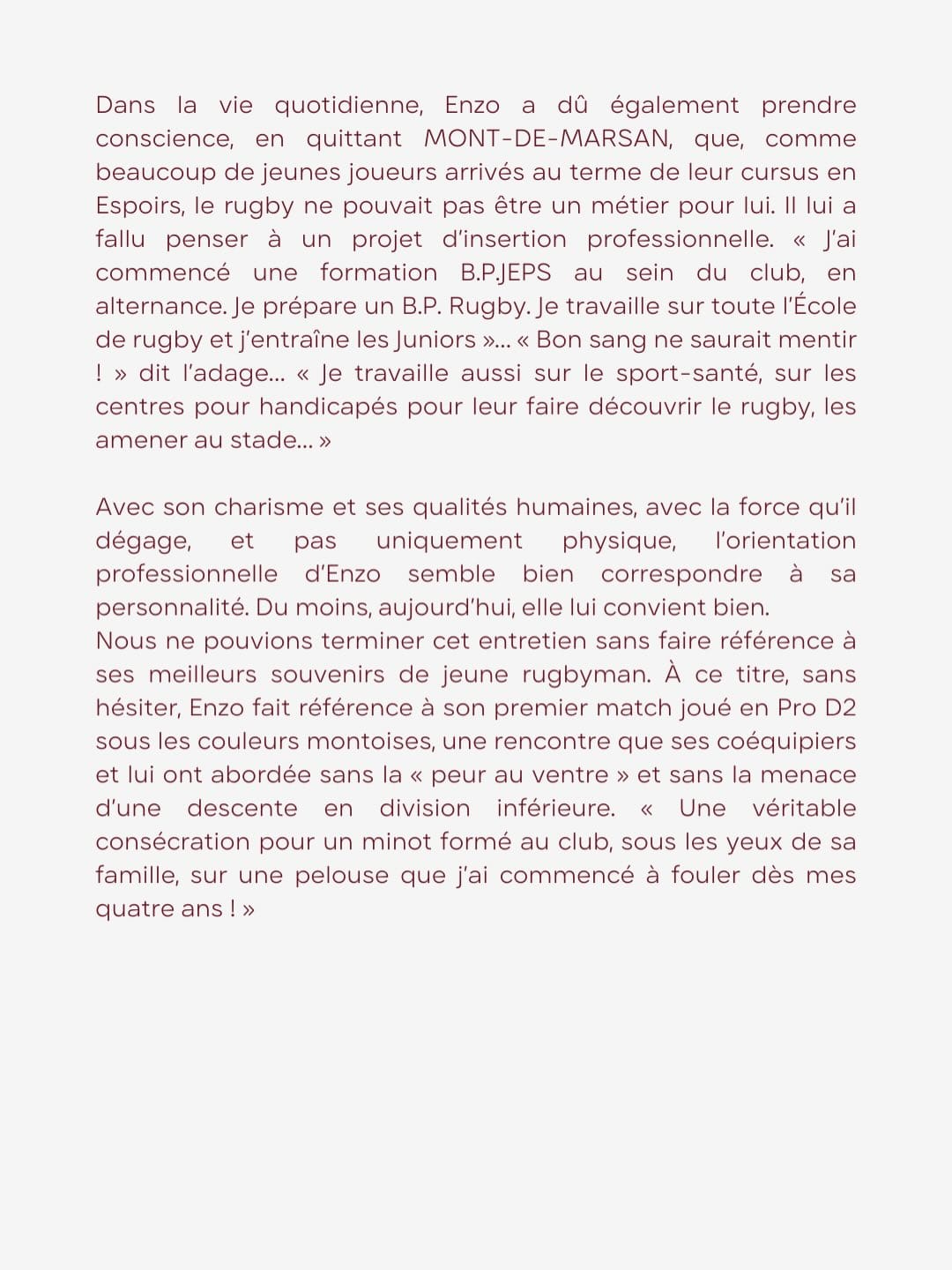 Portrait de la semaine 🎨Enzo PROSPER - Le « quatrième Mousquetaire ».Formé à Mont-de-Marsan et -5