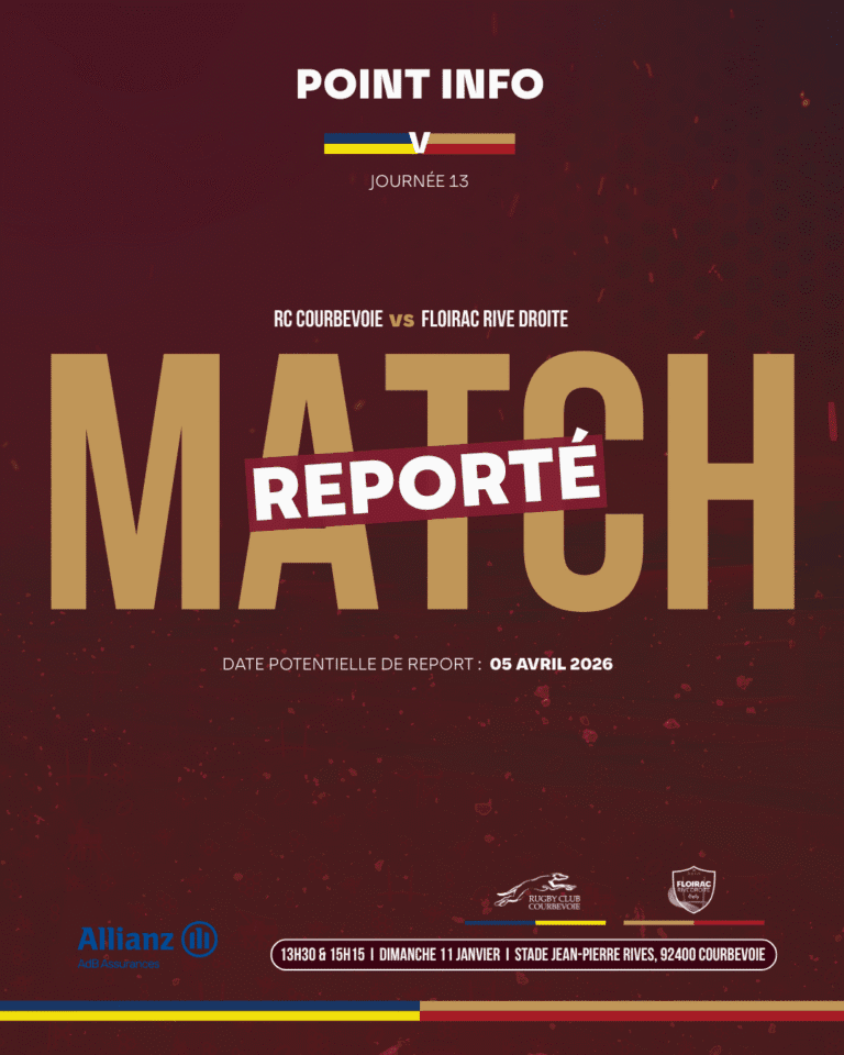 Lire la suite à propos de l’article 📢 POINT INFO – MATCH REPORTÉ