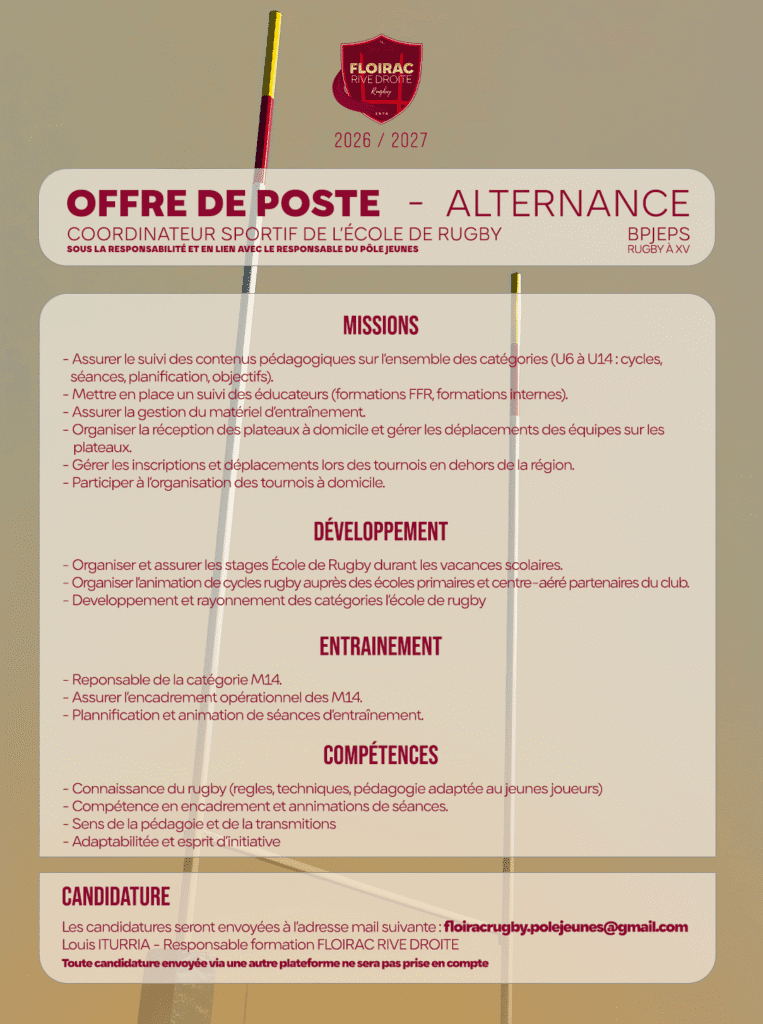 Lire la suite à propos de l’article OFFRE DE POSTE – ALTERNANCE BPEJPS (2026/2027)