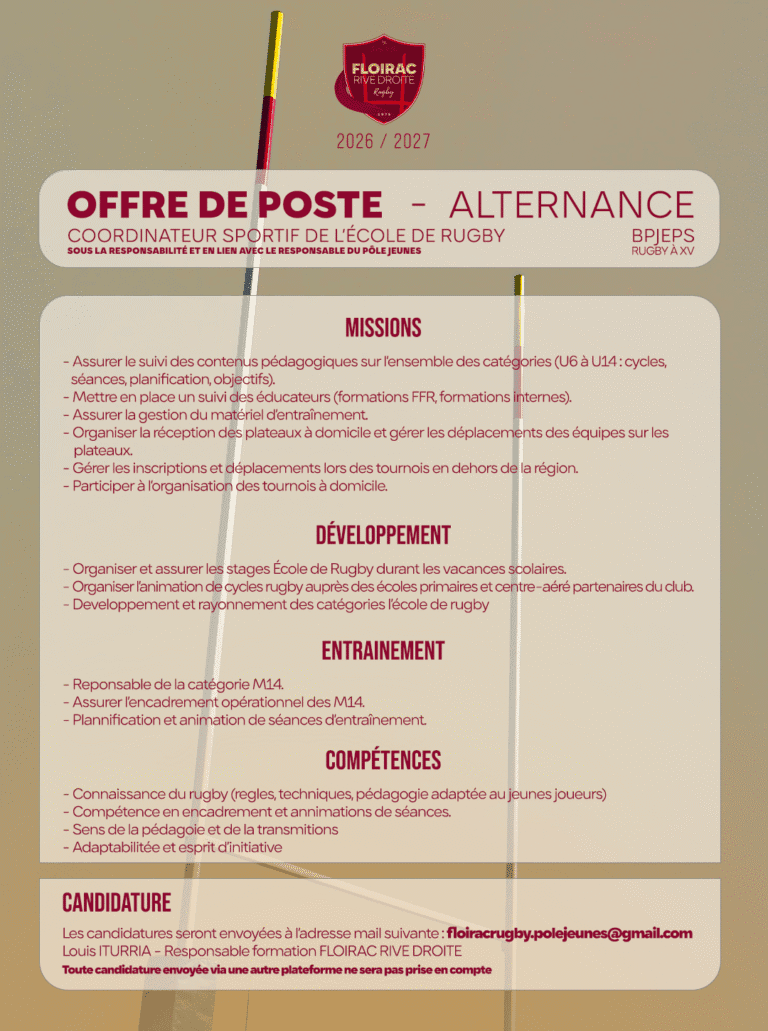 Lire la suite à propos de l’article OFFRE DE POSTE – ALTERNANCE BPEJPS (2026/2027)